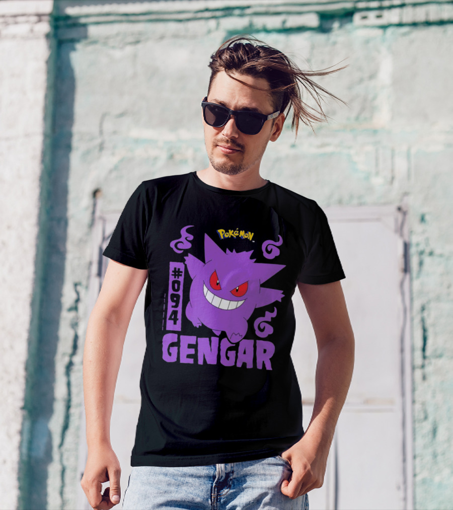 Pokémon #094 Gengar With Iconic Design And Purple T-Shirt