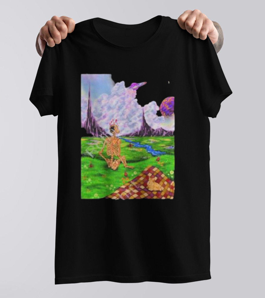 Soulosaint My Sanctuary Cosmic Landscape Skeleton Picnic Blanket T-Shirt
