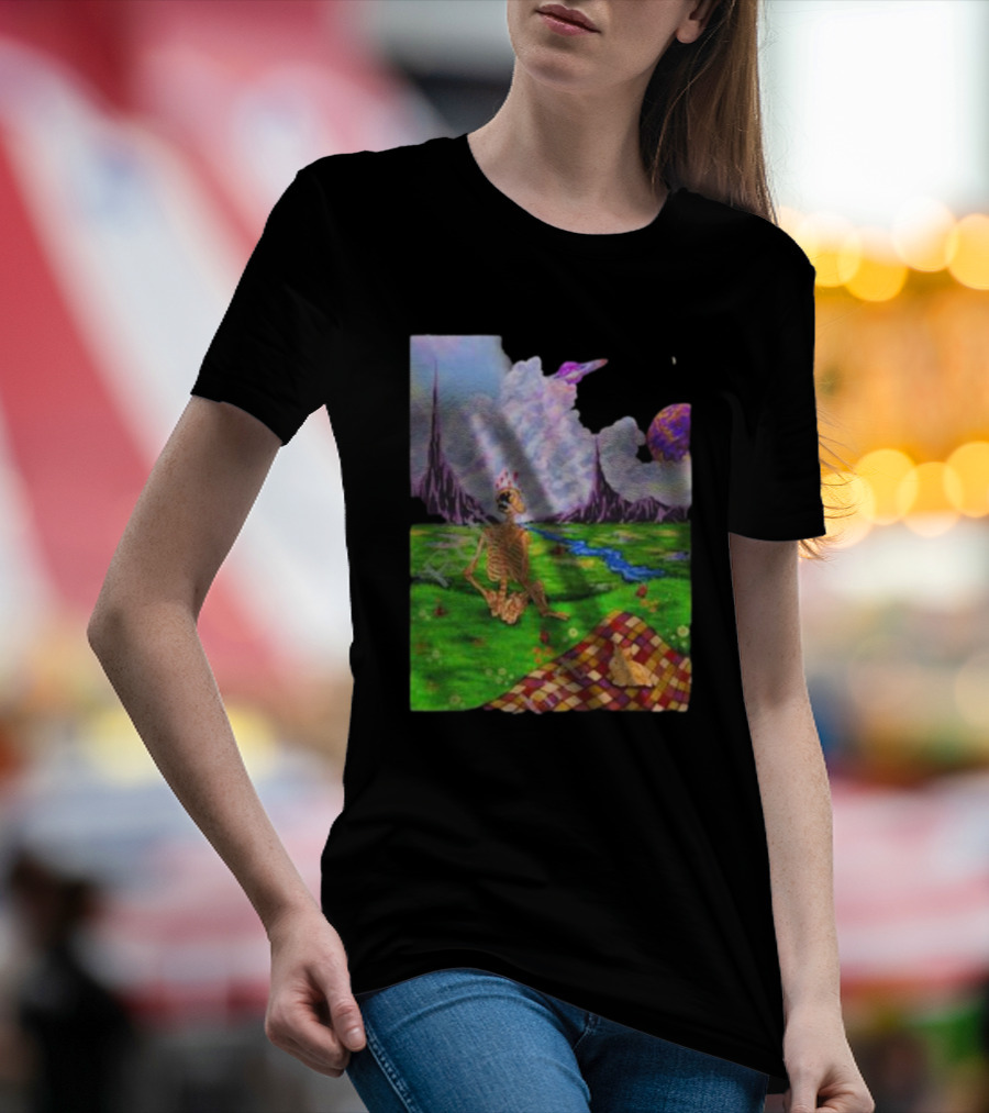 Soulosaint My Sanctuary Cosmic Landscape Skeleton Picnic Blanket T-Shirt