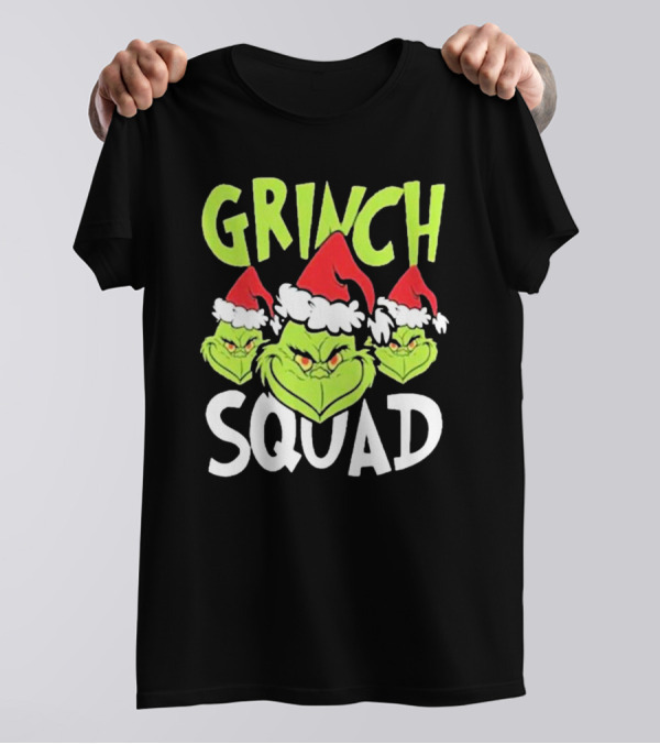Grinch Squad Christmas Santa Hat Trio T-Shirt