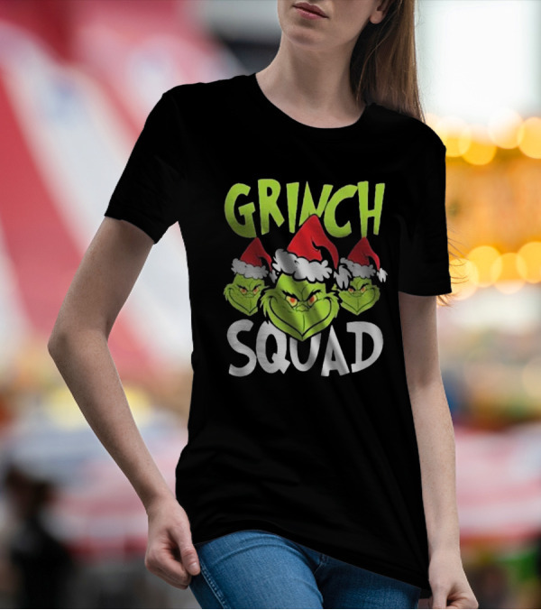 Grinch Squad Christmas Santa Hat Trio T-Shirt