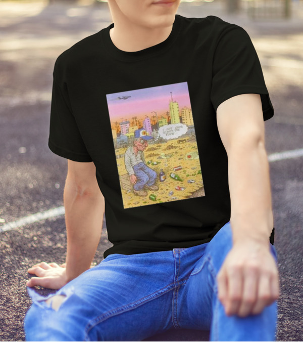 I Just Kinda Go With The Flow Urban Landscape Street Scene Garbage Surreal Art Airplane City Skyline T-Shirt