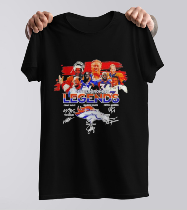 Denver Broncos Legends Champ Bailey Shannon Sharpe Peyton Manning Von Miller John Elway Signatures Vintage T-Shirt
