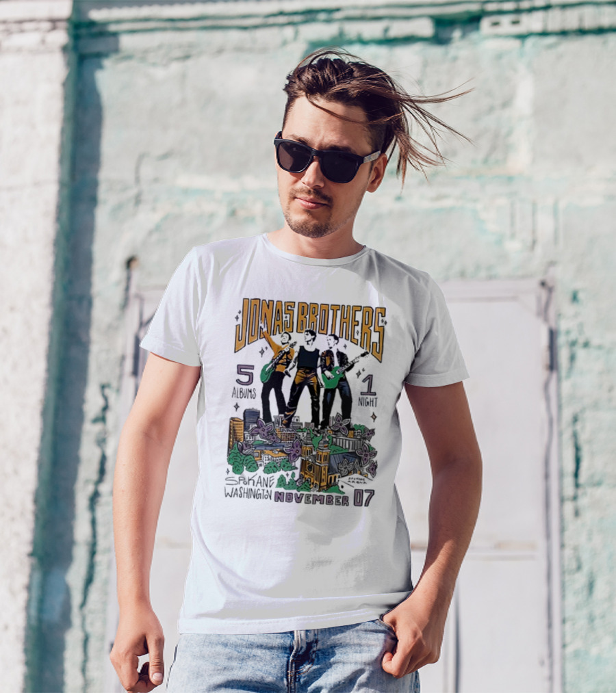 JONAS BROTHERS 5 ALBUMS 1 NIGHT SPOKANE WASHINGTON NOVEMBER 07 T-Shirt