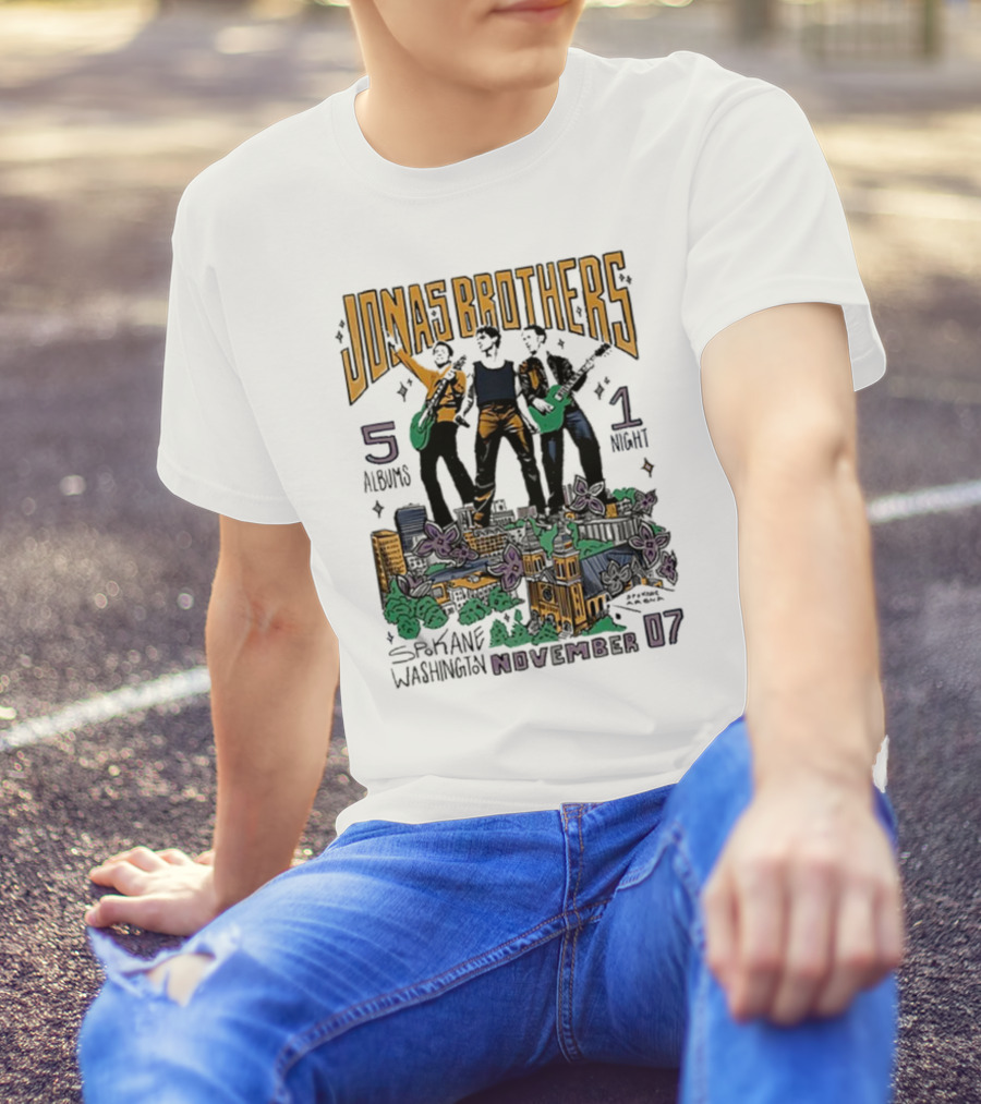 JONAS BROTHERS 5 ALBUMS 1 NIGHT SPOKANE WASHINGTON NOVEMBER 07 T-Shirt