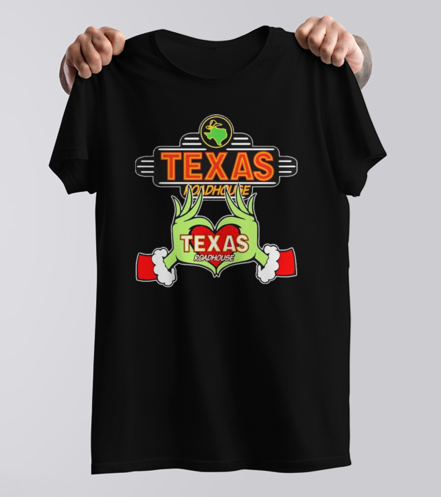 Texas Roadhouse Grinch Hand Love Christmas T-Shirt