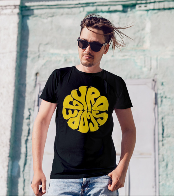 Gyroscope Liquid Logo Yellow Circular Text T-Shirt