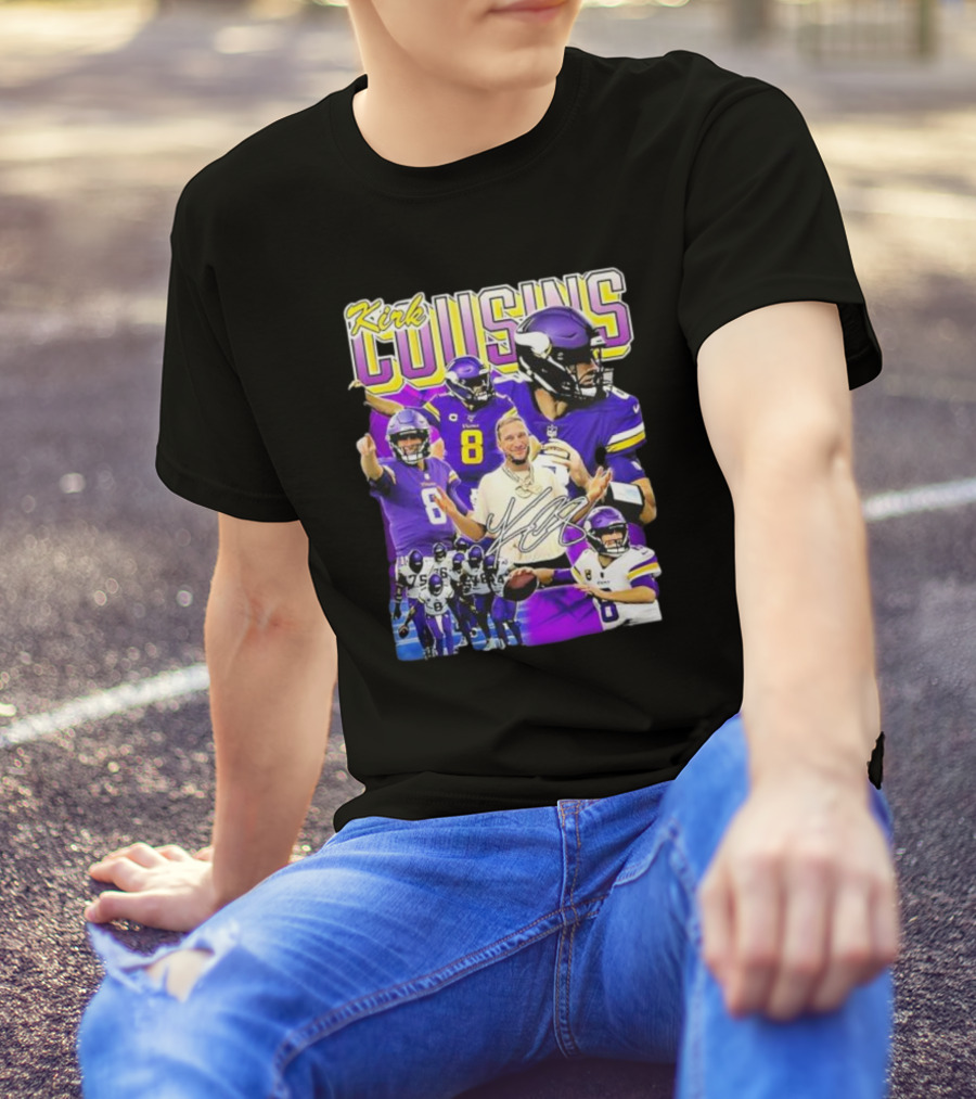 Kirk Cousins Minnesota Vikings Quarterback Number 8 Football Collage T-Shirt
