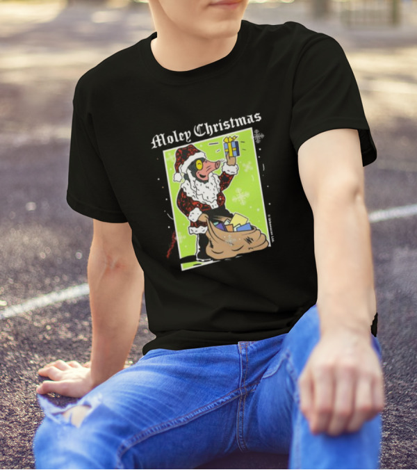 Moley Christmas Santa Mouse Holiday Present T-Shirt