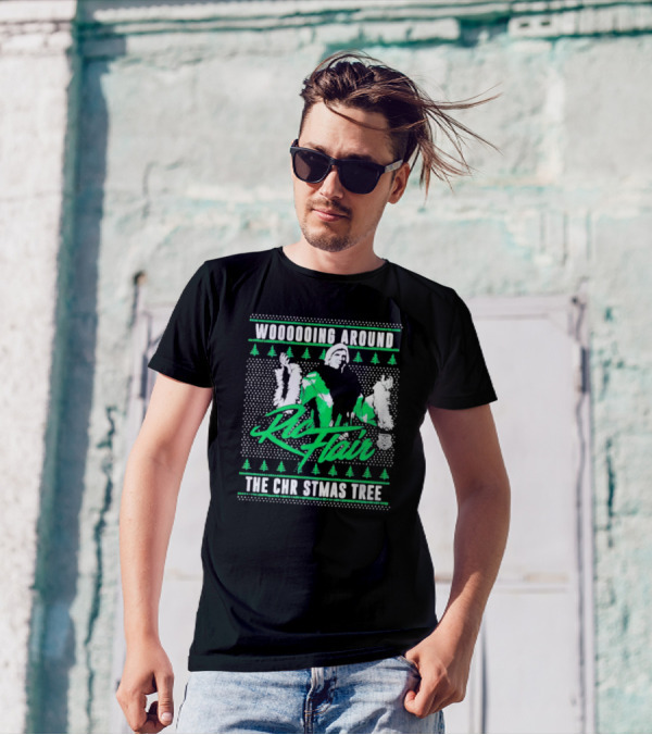 Woooooing Around The Christmas Tree Ric Flair Ugly Faux Knit T-Shirt