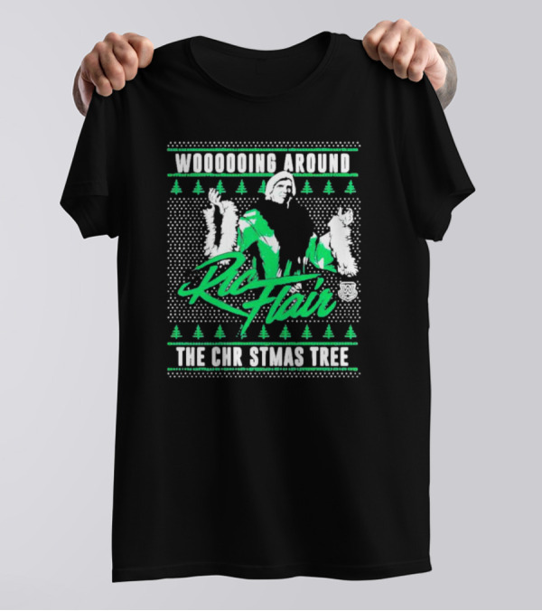 Woooooing Around The Christmas Tree Ric Flair Ugly Faux Knit T-Shirt