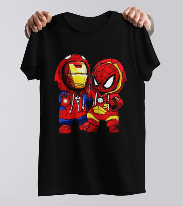 Baby Iron Man And Baby Spiderman Heroes Duo T-Shirt