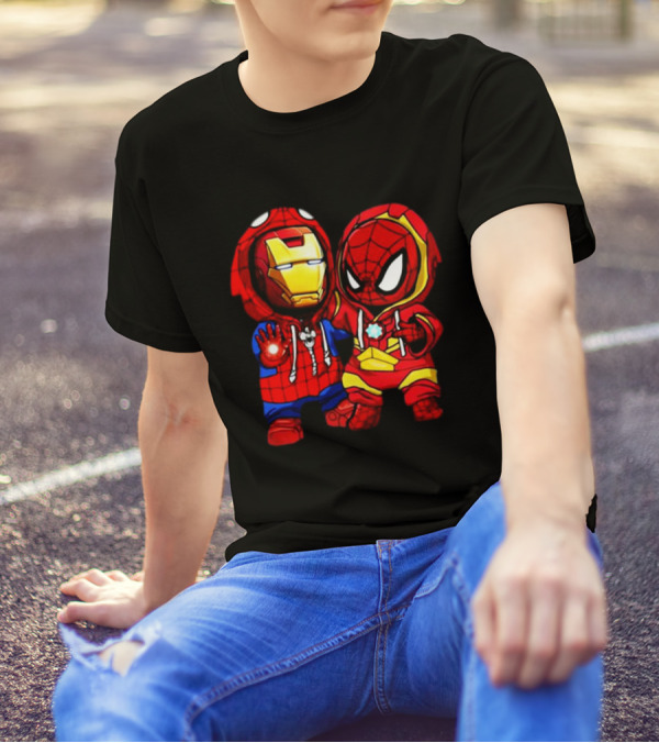 Baby Iron Man And Baby Spiderman Heroes Duo T-Shirt