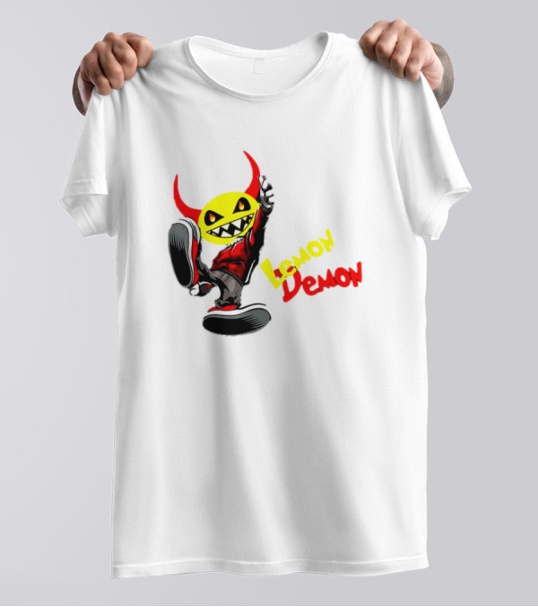 Lemon Demon Hip Hop Character In Sneakers With Red Devil Horns T-Shirt