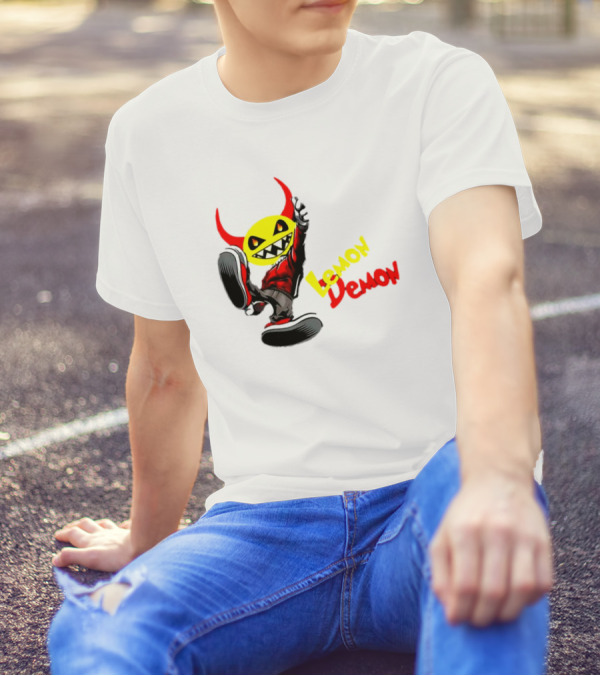 Lemon Demon Hip Hop Character In Sneakers With Red Devil Horns T-Shirt