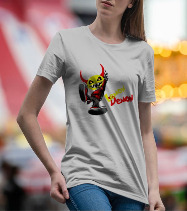 Lemon Demon Hip Hop Character In Sneakers With Red Devil Horns T-Shirt