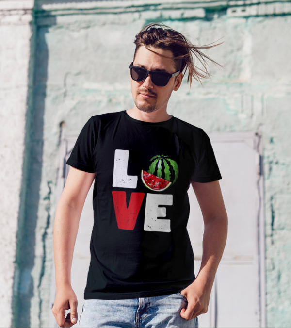 LOVE Watermelon Slice Typography T-Shirt