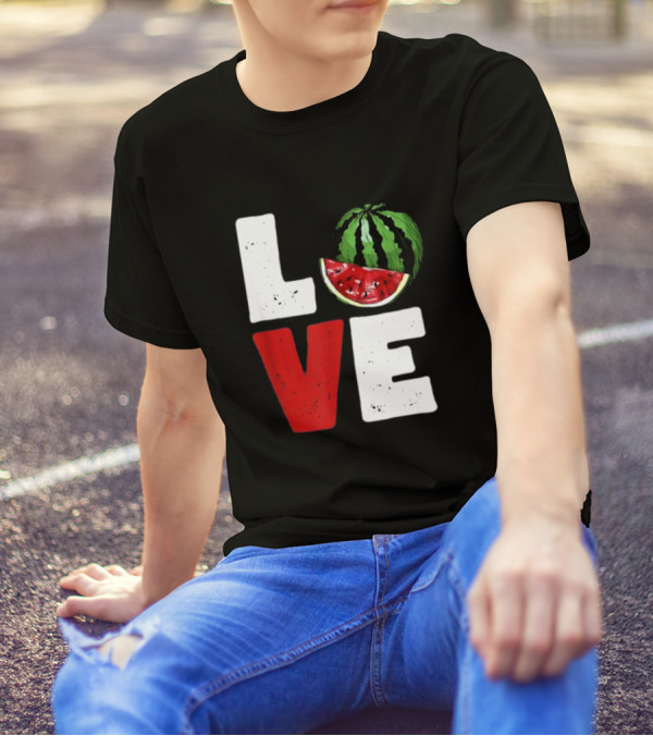 LOVE Watermelon Slice Typography T-Shirt