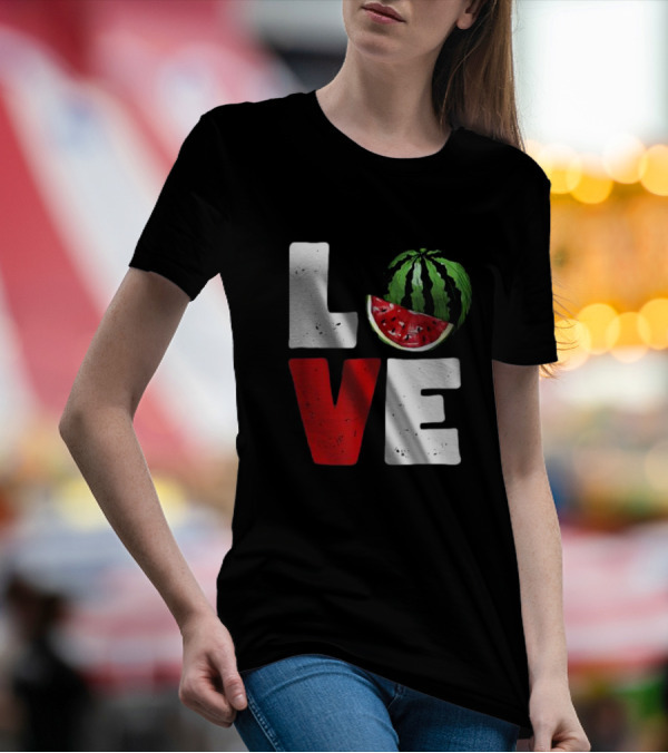 LOVE Watermelon Slice Typography T-Shirt