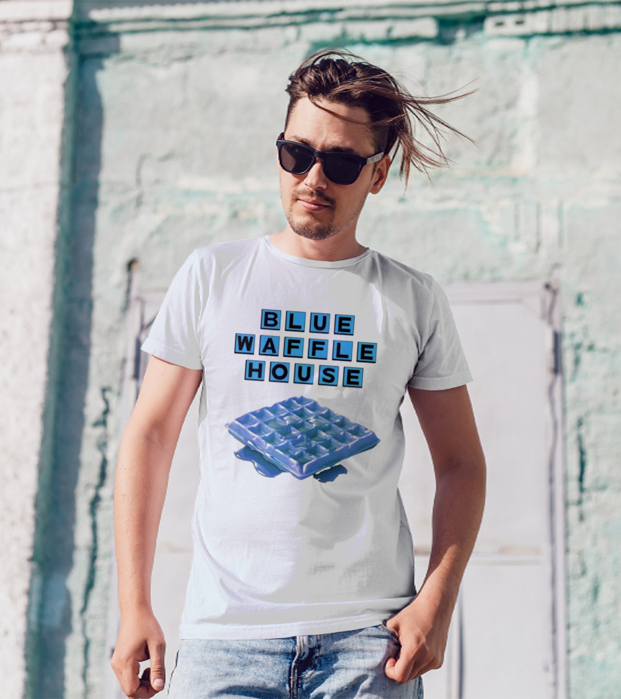 Blue Waffle House Melted Breakfast Food Novelty T-Shirt