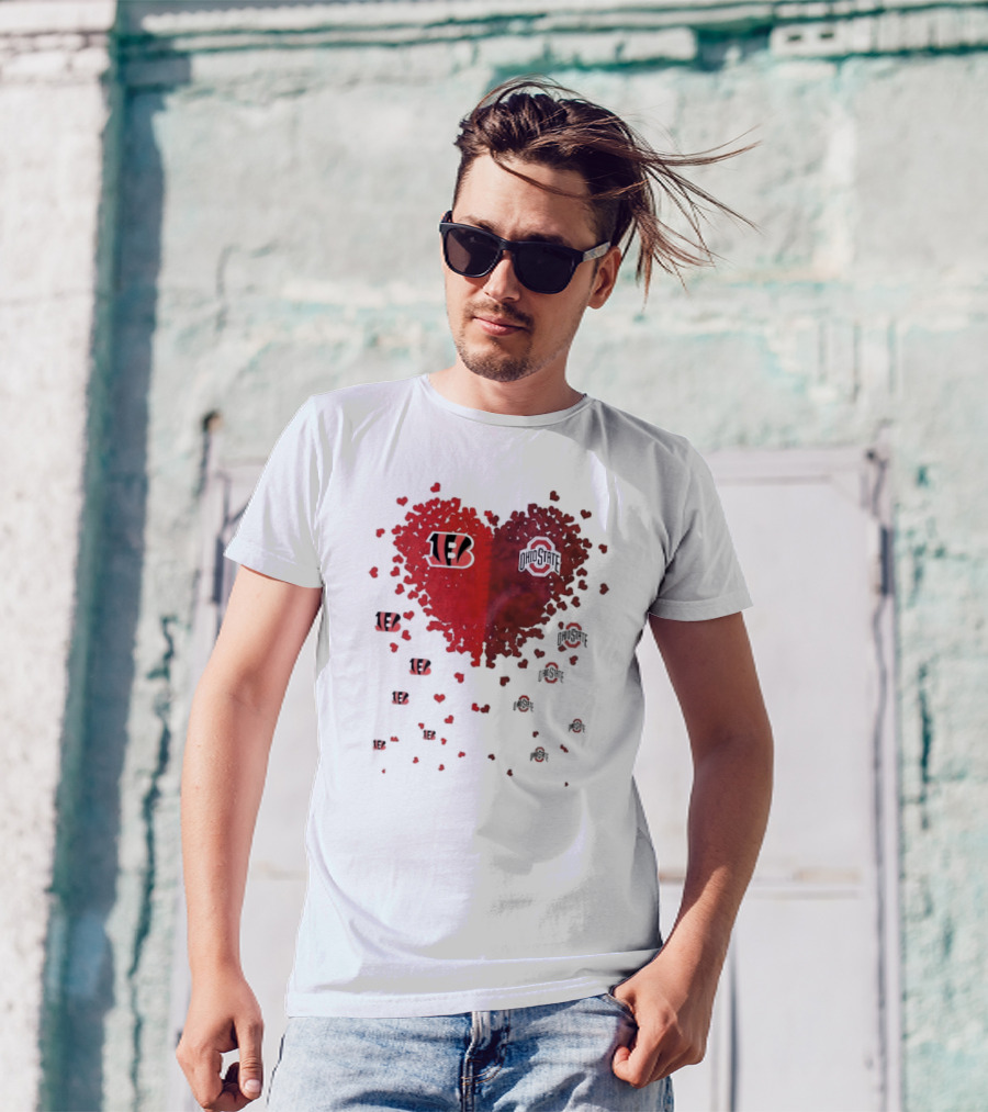 Cincinnati Bengals Ohio State Buckeye Heart Shape T-Shirt
