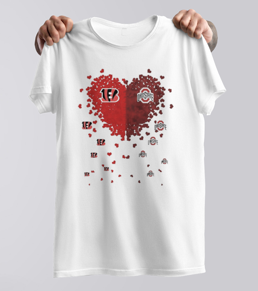 Cincinnati Bengals Ohio State Buckeye Heart Shape T-Shirt