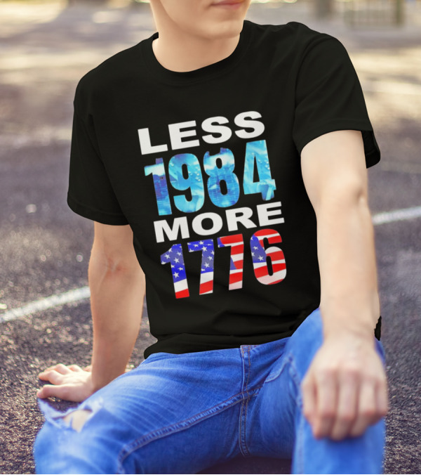 Hi-Rez The Rapper Less 1984 More 1776 American Flag Text T-Shirt