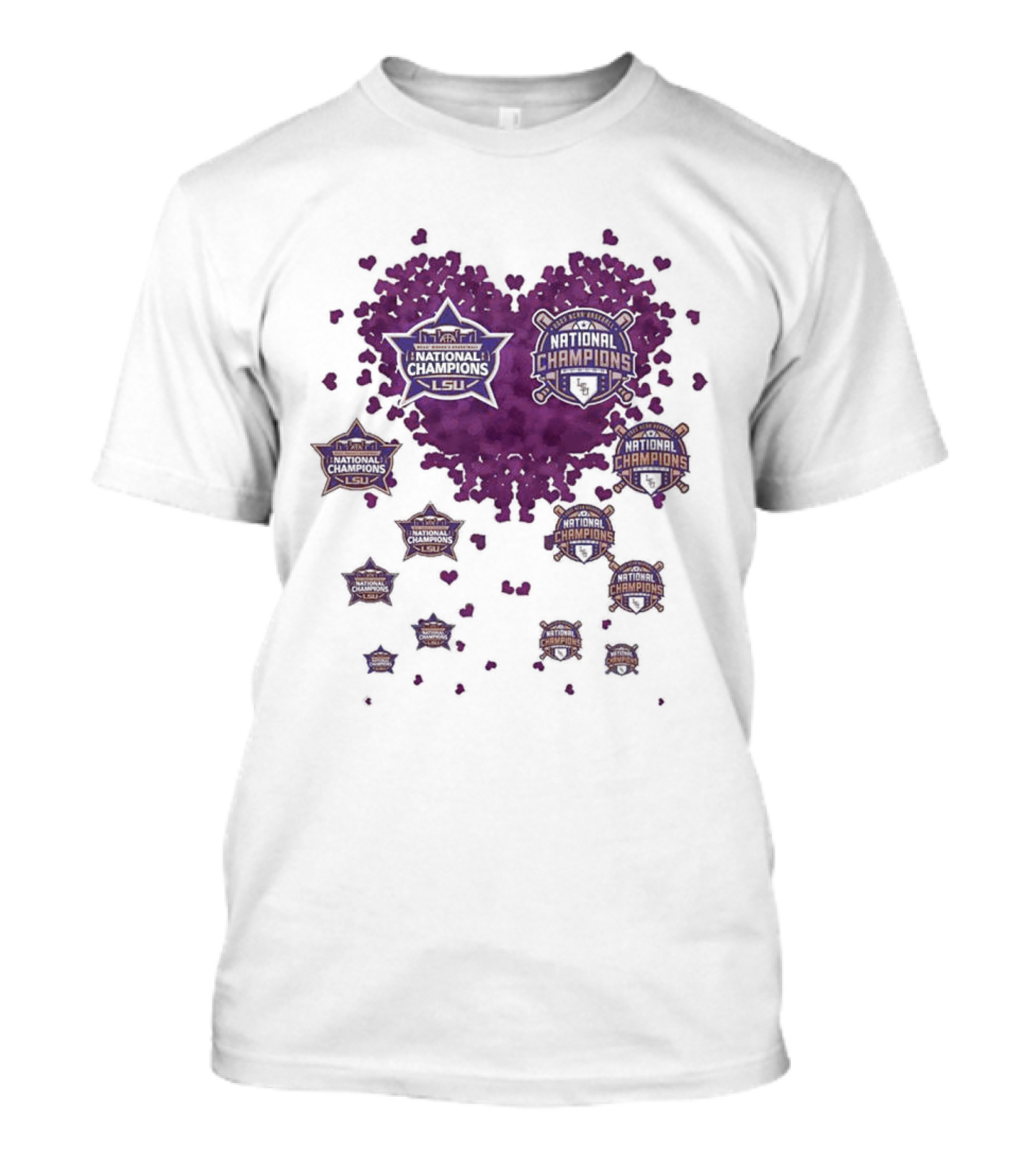 Lsu Tigers National Champions Tiny Hearts Shape T-Shirt