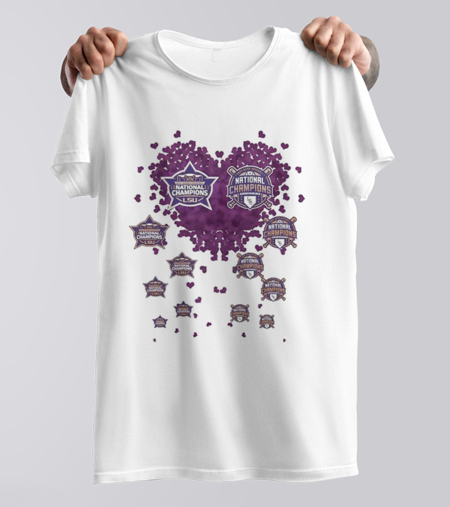 Lsu Tigers National Champions Tiny Hearts Shape T-Shirt