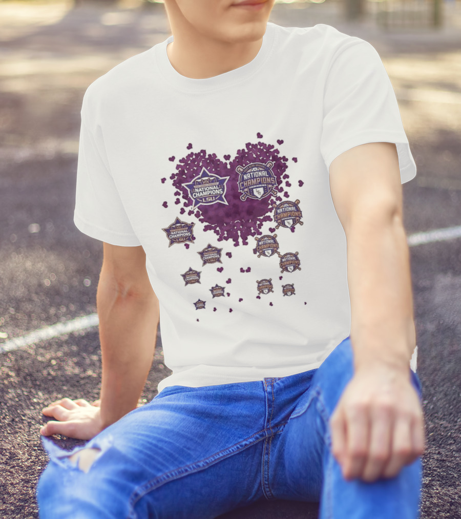 Lsu Tigers National Champions Tiny Hearts Shape T-Shirt