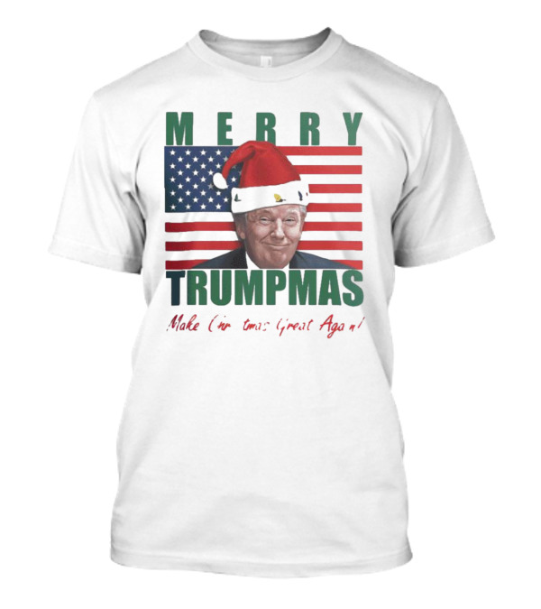 Merry Trumpmas Make Christmas Great Again Flag Santa Hat T-Shirt