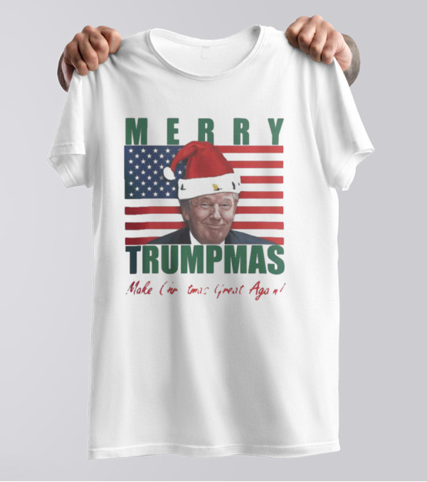 Merry Trumpmas Make Christmas Great Again Flag Santa Hat T-Shirt