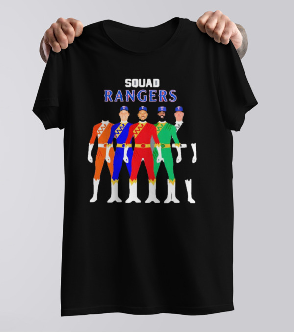 Squad Rangers Power Rangers Texas Rangers Baseball Crossover T-Shirt