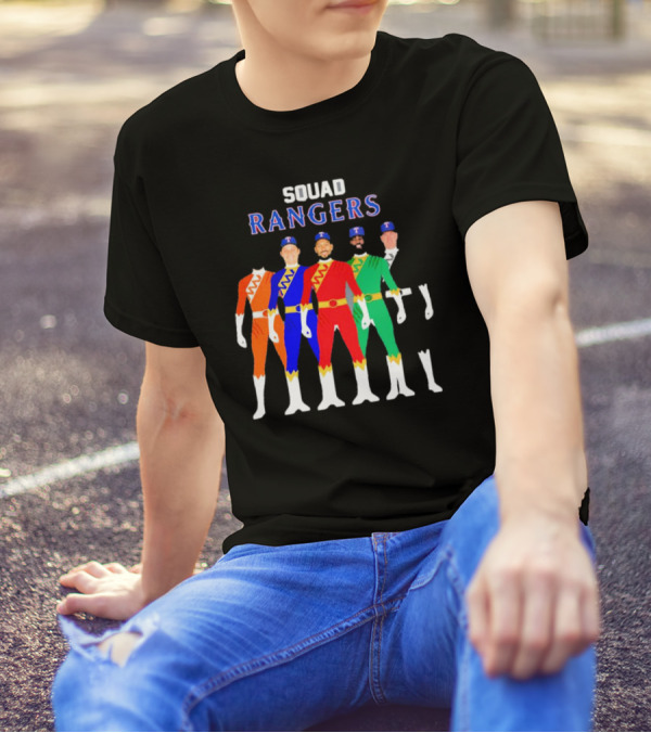 Squad Rangers Power Rangers Texas Rangers Baseball Crossover T-Shirt