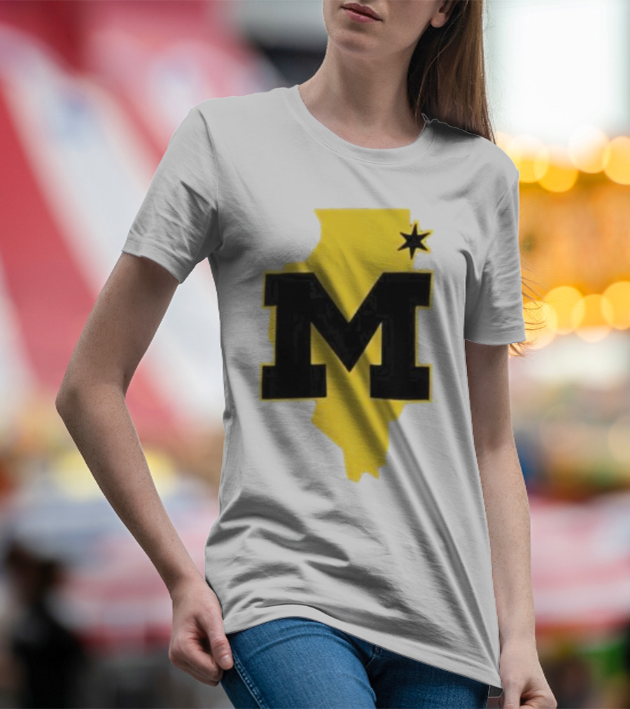 University Of Michigan M Den Pop-Up Chicago Map T-Shirt