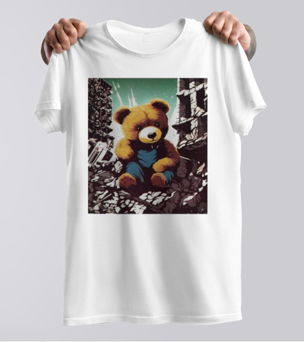 Nordacious Ceasefire Now Teddy Bear Amidst Ruins T-Shirt