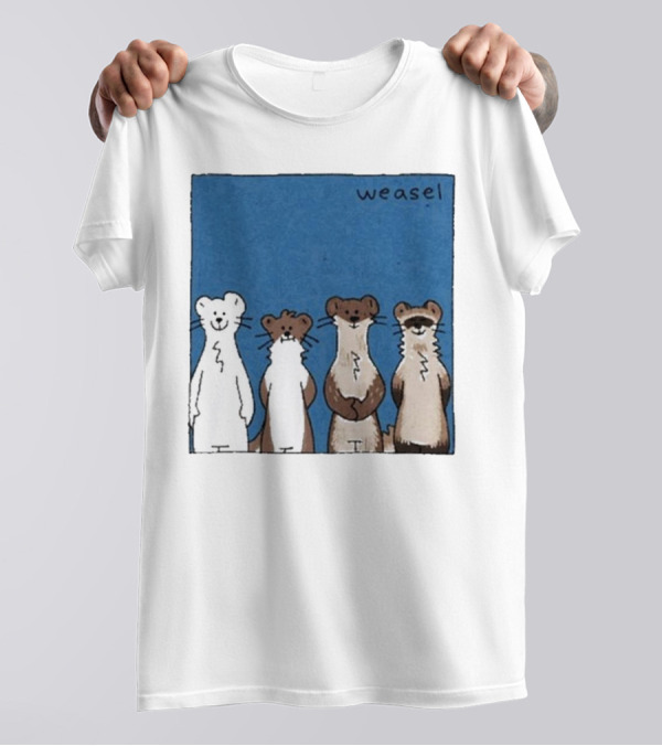 Weasel Quartet Cartoon Art Featuring Four Cute Mustelids T-Shirt