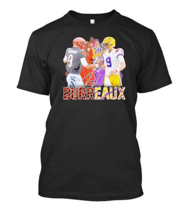 Joe Burrow Cincinnati Bengals Vs LSU Tigers Burreaux Signature Football Showdown T-Shirt