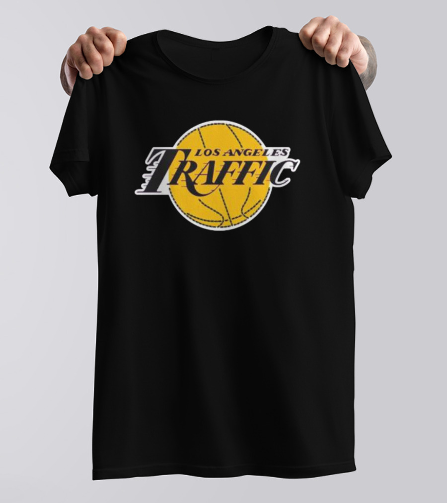 Los Angeles Traffic Basketball Yellow Circle T-Shirt