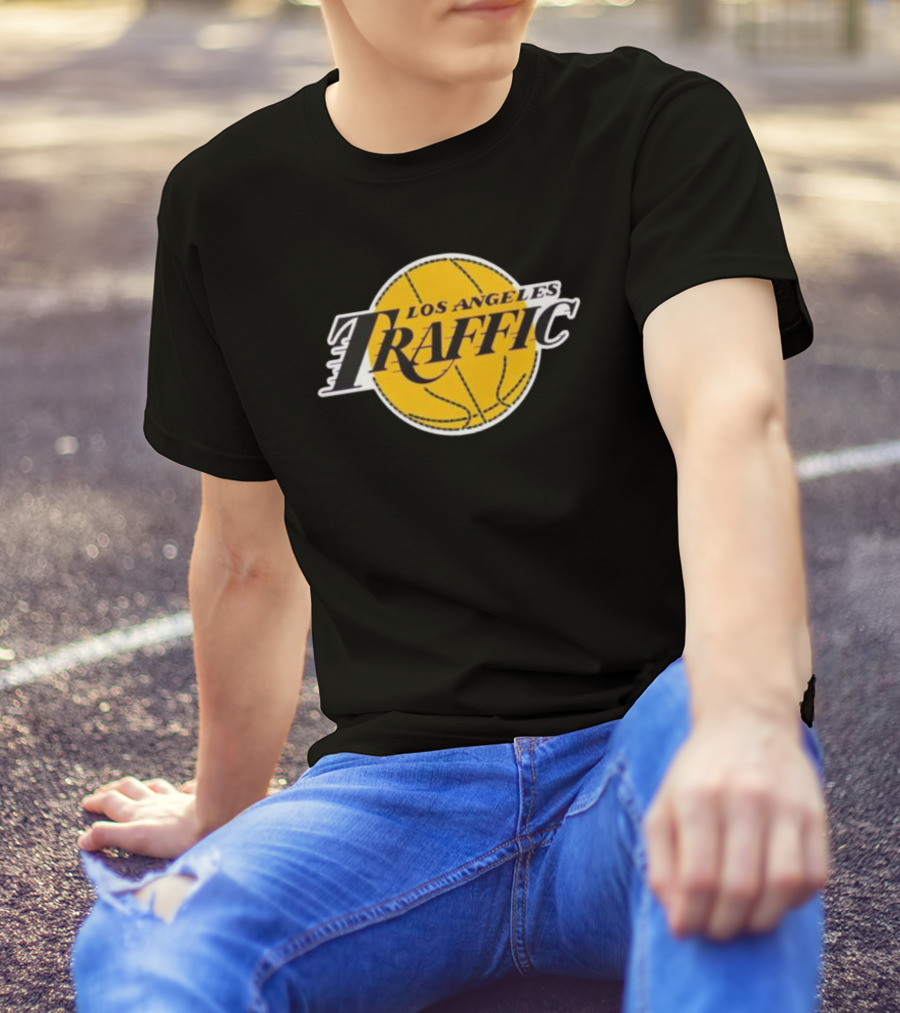 Los Angeles Traffic Basketball Yellow Circle T-Shirt