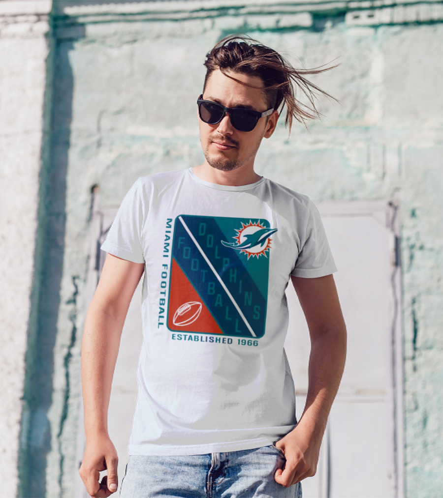 Miami Dolphins Football Established 1966 Logo Shield T-Shirt