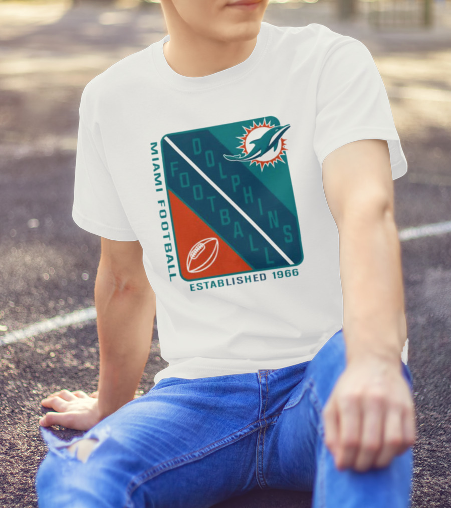Miami Dolphins Football Established 1966 Logo Shield T-Shirt