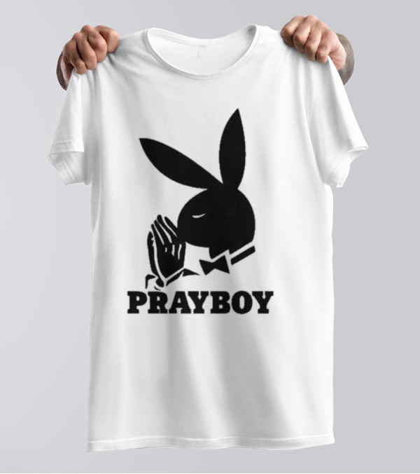 PRAYBOY Bunny Image With Hands In Prayer Iconic Reference T-Shirt