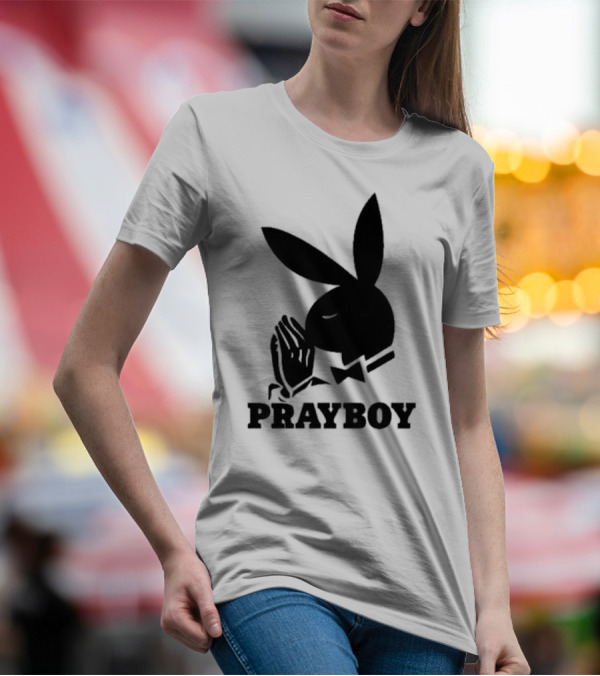 PRAYBOY Bunny Image With Hands In Prayer Iconic Reference T-Shirt