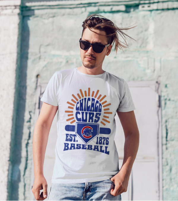 Chicago Cubs Youth Est. 1876 Baseball Sun Burst T-Shirt