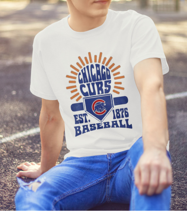 Chicago Cubs Youth Est. 1876 Baseball Sun Burst T-Shirt