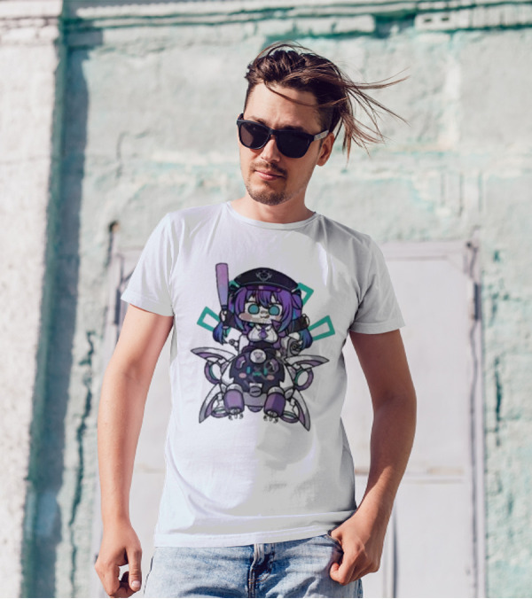 Lewd Cadet Chibi Friendship Purple Robot Companion T-Shirt
