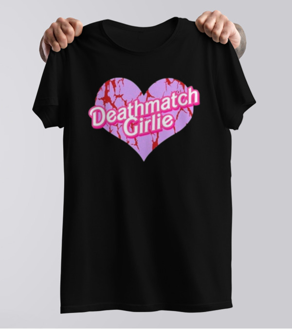 Deathmatch Girlie Heart With Pink And Red Crack T-Shirt