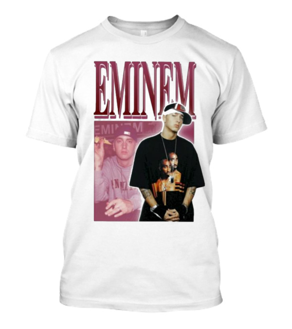 EMINEM Wearing Tupac Images Iconic Hip Hop Crossover T-Shirt