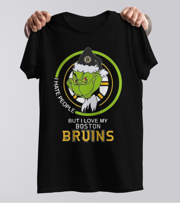 Grinch I Hate People But I Love My Boston Bruins NHL Team Spirit T-Shirt